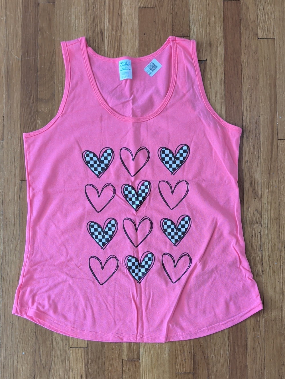 NWT Women's Checkered Flag Hearts Tank Top